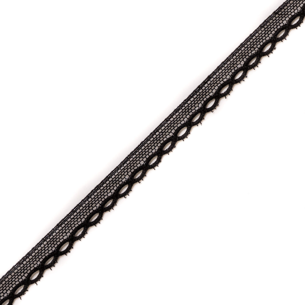 European Black Eyelet Crochet Trimming - 0.5"