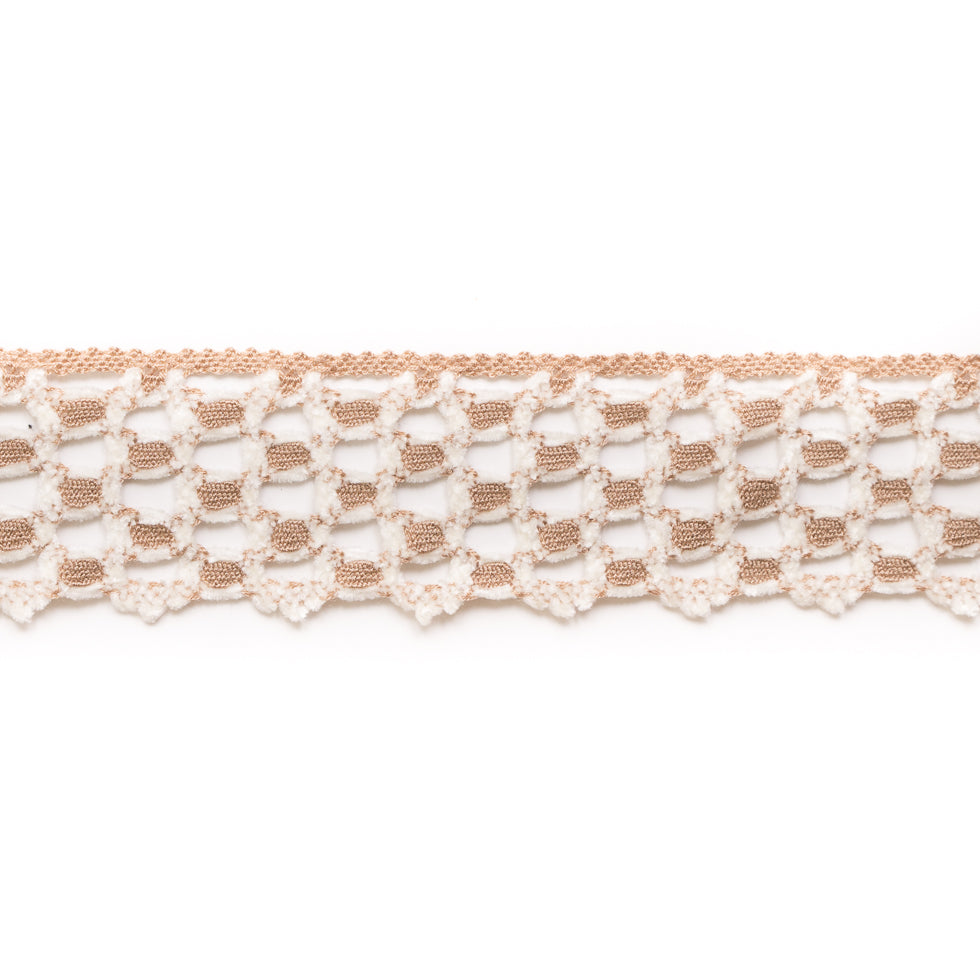 Beige/White Crochet Trim - 2.25"