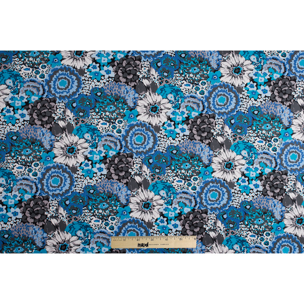 Blue/Gray Floral Combed Cotton Sateen Full