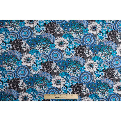Blue/Gray Floral Combed Cotton Sateen Full