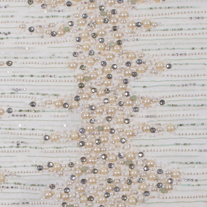 Champagne and Mint Fancy Beaded Tulle