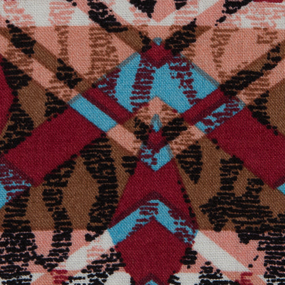 Red/Blue/Peach Tribal Printed Cotton Voile - Detail