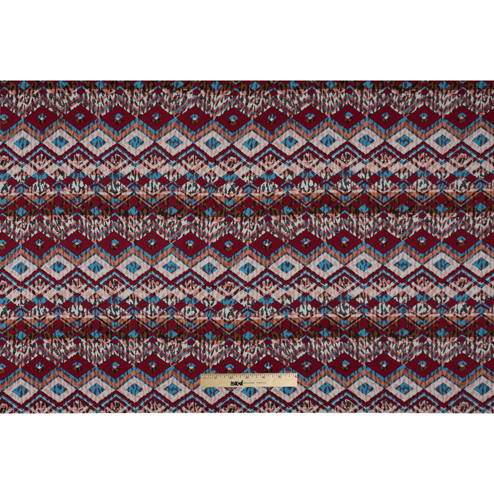 Red/Blue/Peach Tribal Printed Cotton Voile - Full