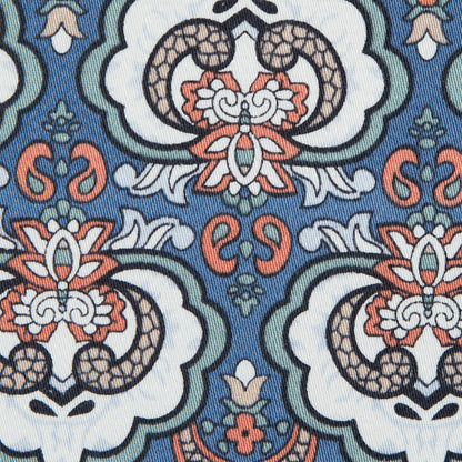 Blue/Orange/Green Printed Stretch Cotton Sateen - Full