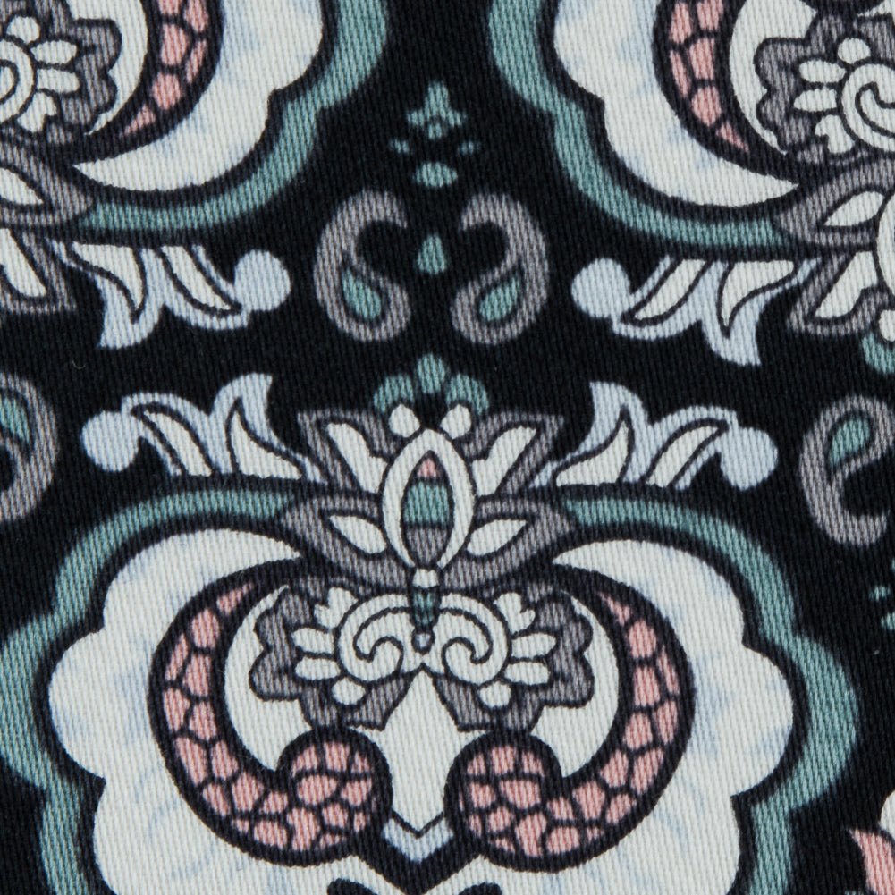 Black/Pink/Gray Printed Stretch Cotton Sateen - Full