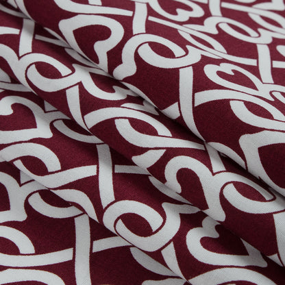 Biking Red/White Chain-linked Hearts Printed on a Stretch Cotton Poplin - Folded