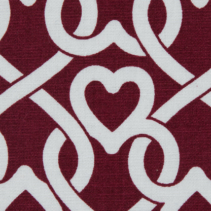Biking Red/White Chain-linked Hearts Printed on a Stretch Cotton Poplin - Detail