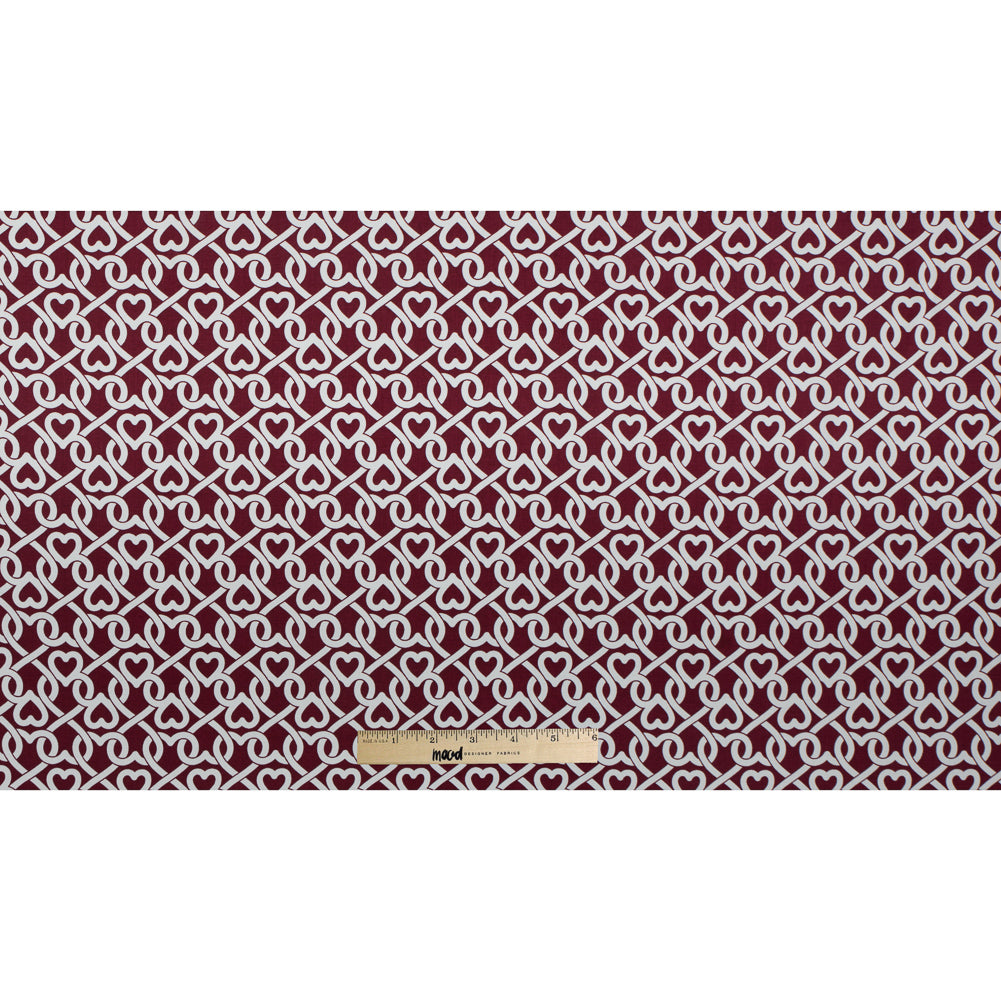 Biking Red/White Chain-linked Hearts Printed on a Stretch Cotton Poplin - Full