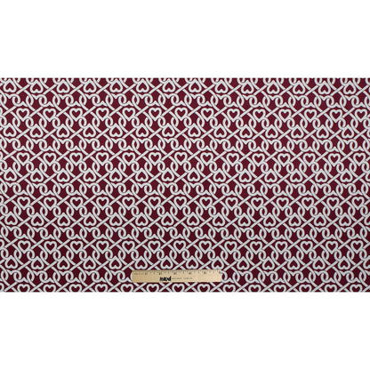 Biking Red/White Chain-linked Hearts Printed on a Stretch Cotton Poplin - Full