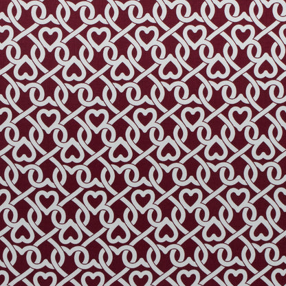 Biking Red/White Chain-linked Hearts Printed on a Stretch Cotton Poplin