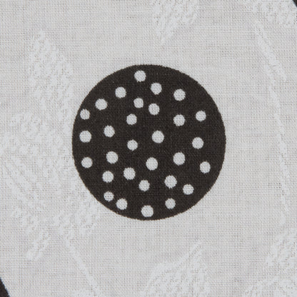 Black/Off-White Polka Dots and Foliage Printed Cotton Voile - Detail