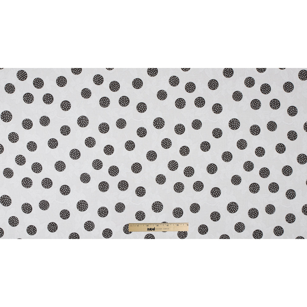 Black/Off-White Polka Dots and Foliage Printed Cotton Voile - Full