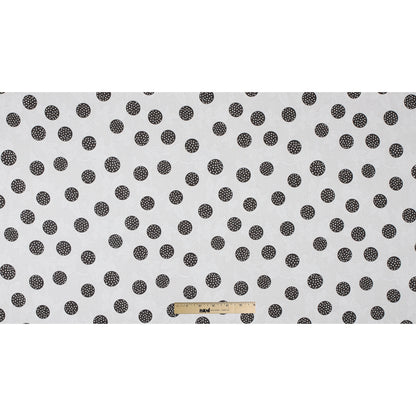 Black/Off-White Polka Dots and Foliage Printed Cotton Voile - Full