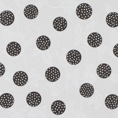 Black/Off-White Polka Dots and Foliage Printed Cotton Voile