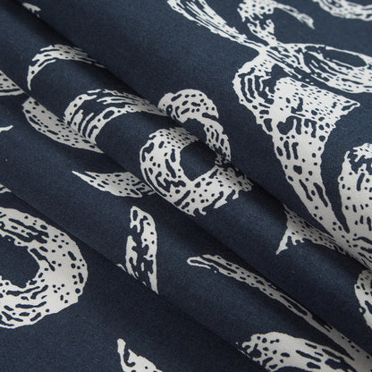 Navy/White Bows Printed on a Cotton Sateen Detail