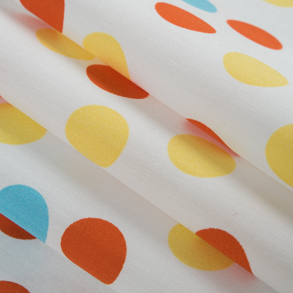 Orange/Blue/Yellow Polka Dots Printed Cotton Poplin Folded