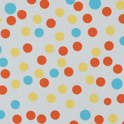 Orange/Blue/Yellow Polka Dots Printed Cotton Poplin