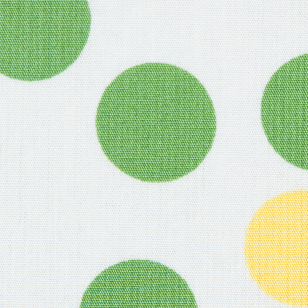 Green/Yellow/Pink Polka Dots Printed Cotton Poplin - Full