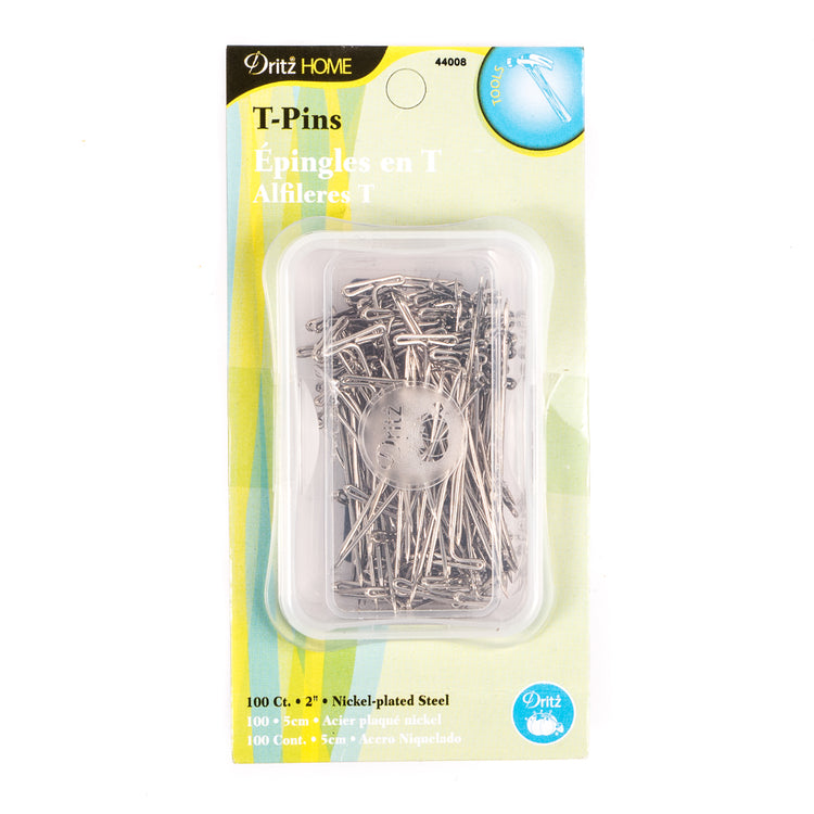 template--25130090922057__main-Dritz 2" Nickel-plated Steel T-Pins - 100 Ct.