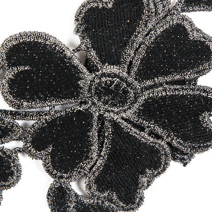 3D Metallic Gunmetal Floral Lace Trim - 5 - Detail