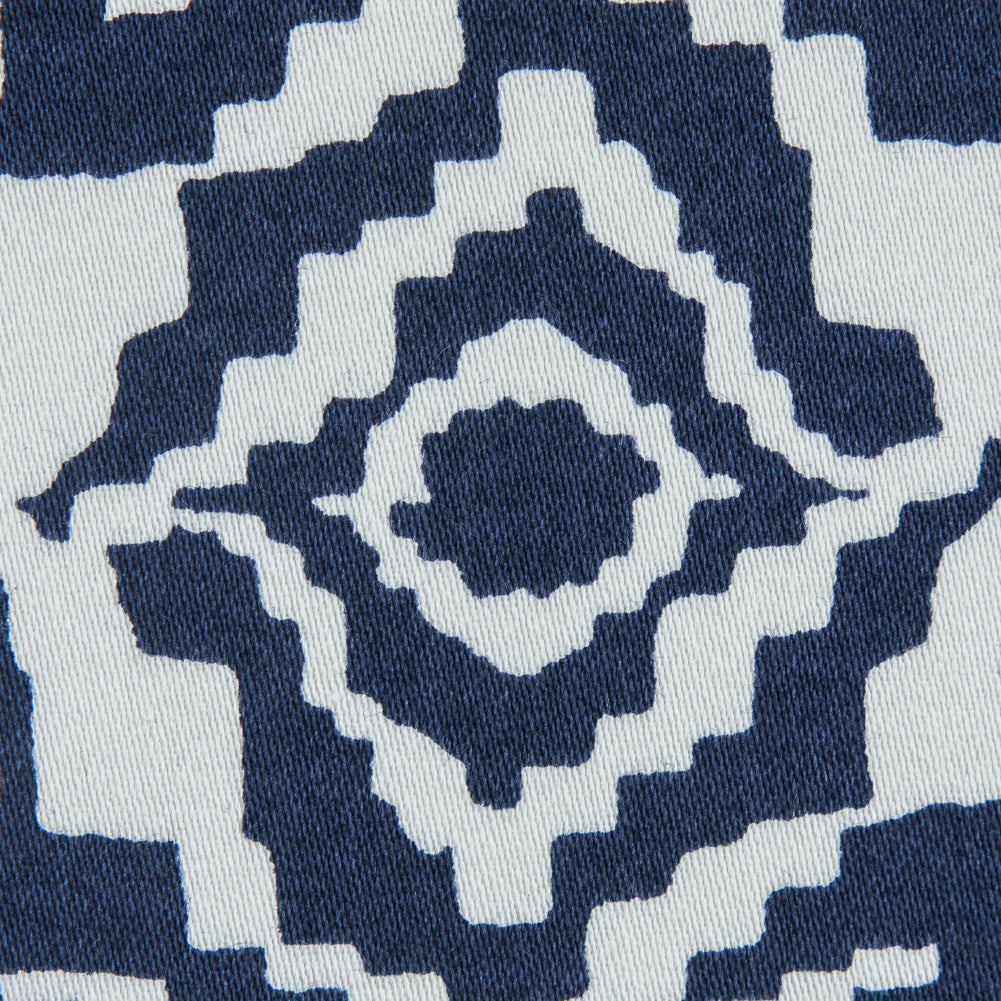 Navy/White Printed Stretch Cotton Sateen - Full