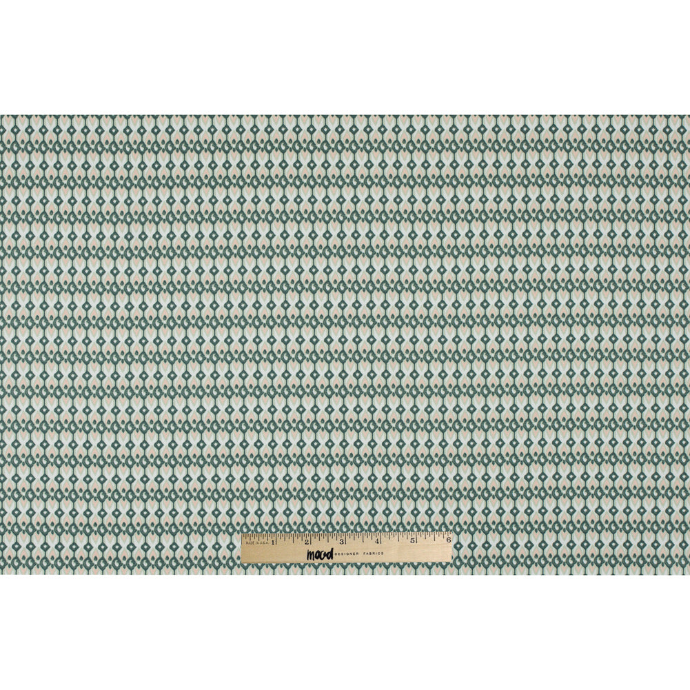 Green Geometric Ikat Printed Stretch Cotton Sateen Full