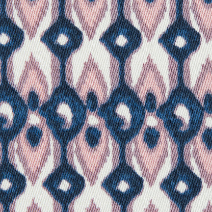 Purple Geometric Ikat Printed Stretch Cotton Sateen - Detail