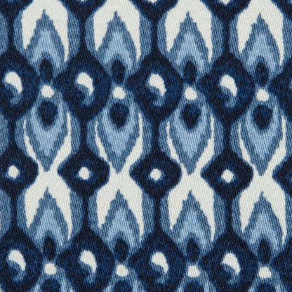 Blue Geometric Ikat Printed Stretch Cotton Sateen Detail