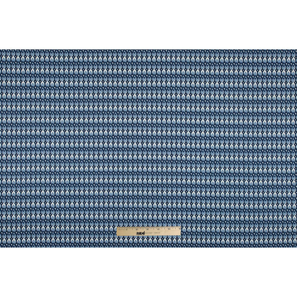 Blue Geometric Ikat Printed Stretch Cotton Sateen Full