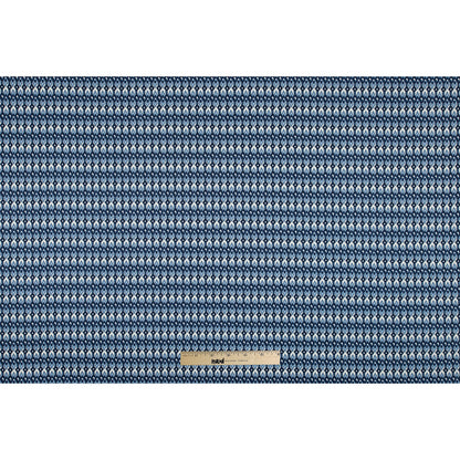 Blue Geometric Ikat Printed Stretch Cotton Sateen Full