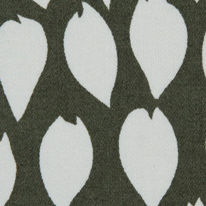 Green/White Abstract Foliage Printed Cotton Sateen - Detail