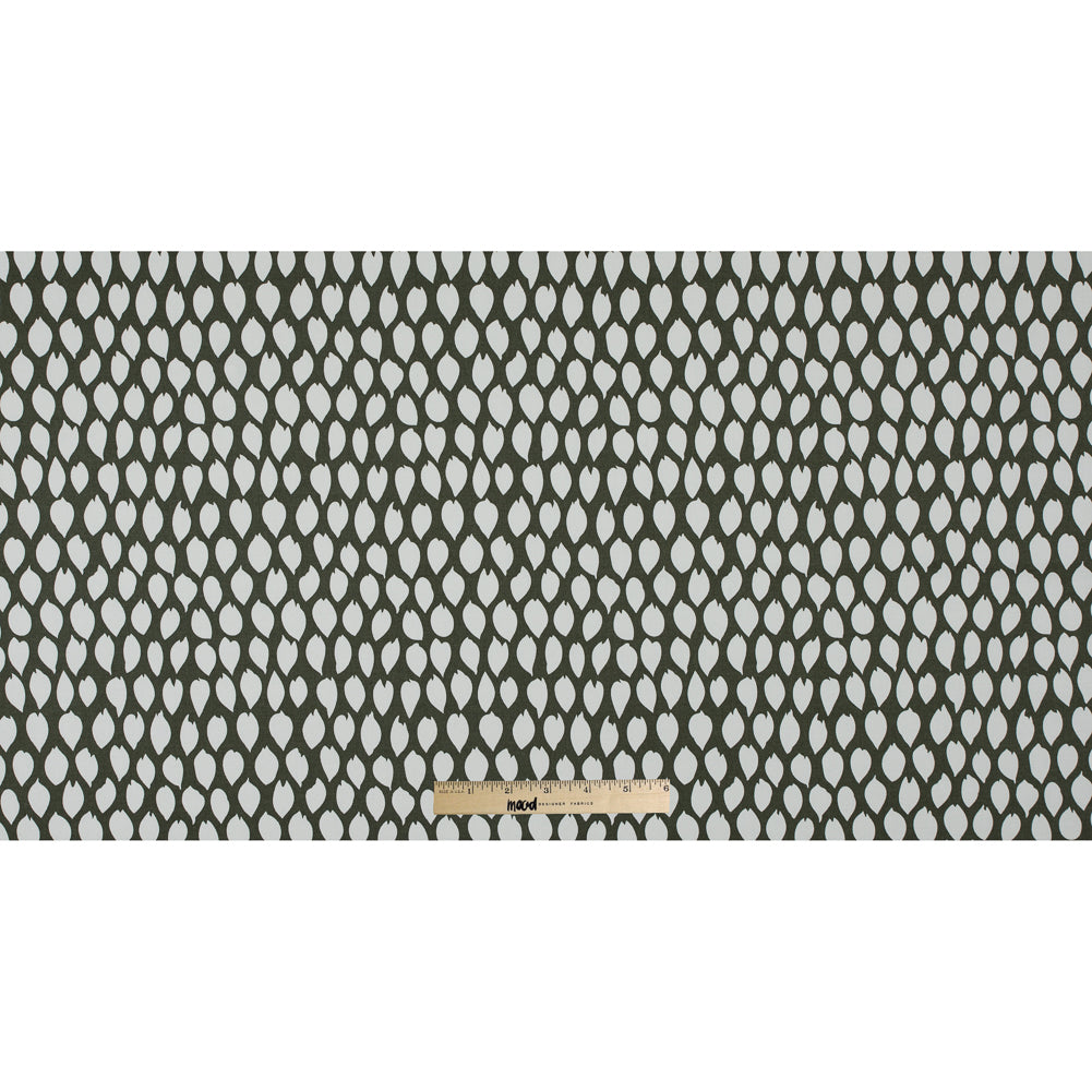 Green/White Abstract Foliage Printed Cotton Sateen - Full