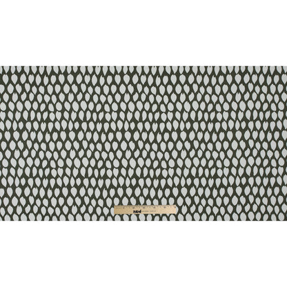 Green/White Abstract Foliage Printed Cotton Sateen - Full