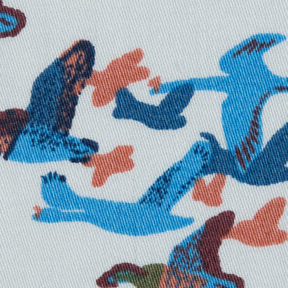 Blue Flying Birds Printed Cotton Sateen - Full