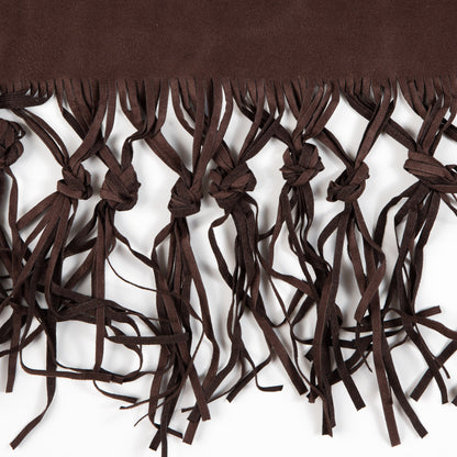 Italian Dark Brown Suede Fringe with Knots - 8.5" Detail
