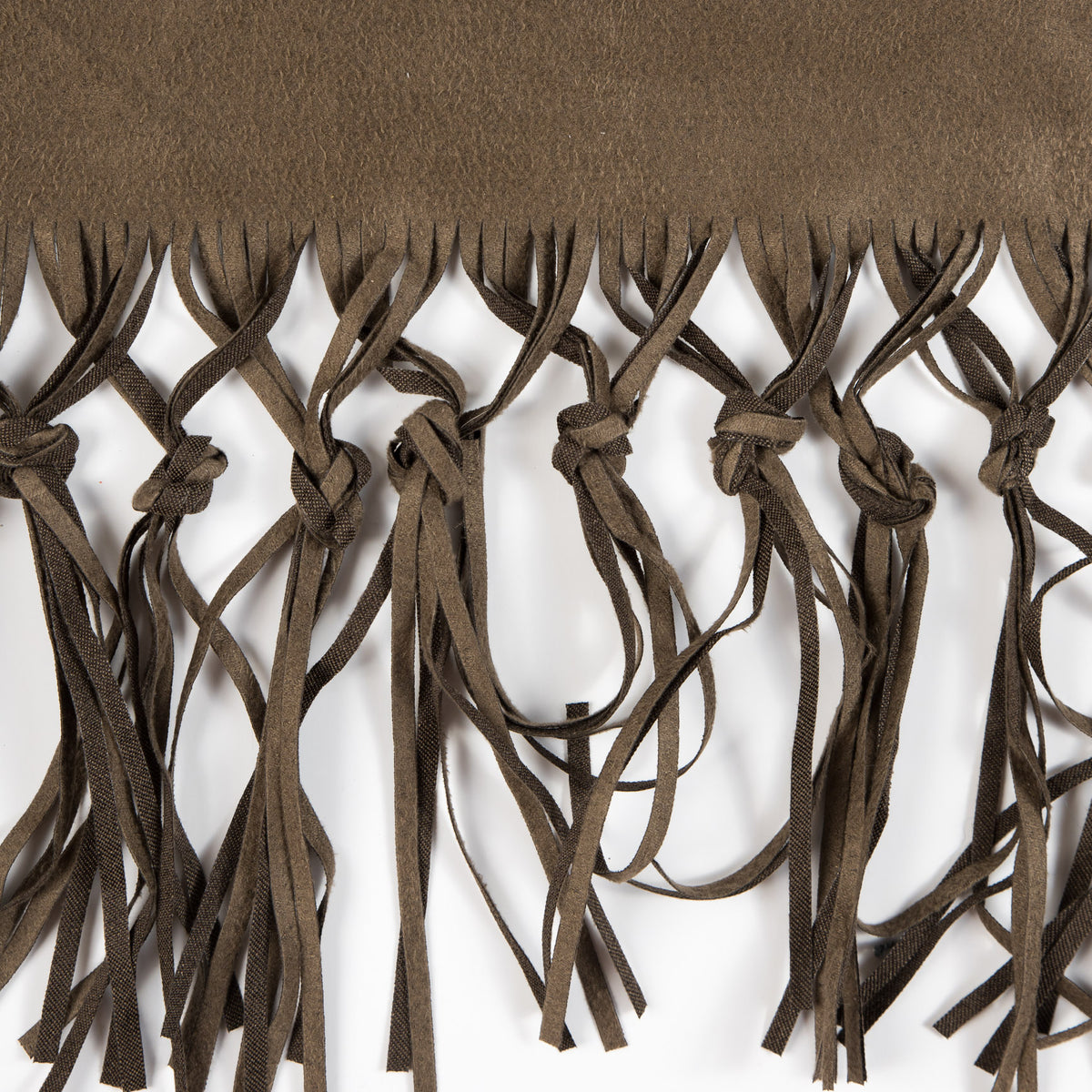 Italian Beige Suede Fringe with Knots - 8.5" Detail