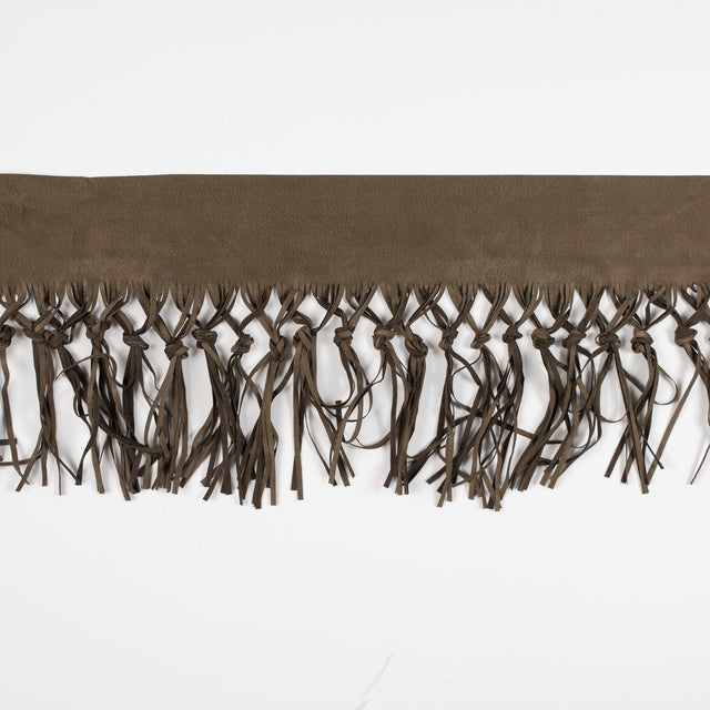 Italian Beige Suede Fringe with Knots - 8.5"