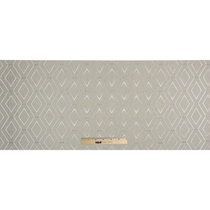Parchment/Silver/Beige Geometric Embroidered Cotton Woven Full