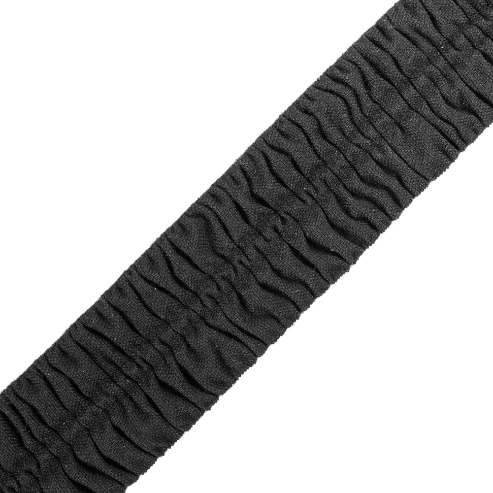 Italian Black Ruched Stretch Wool Trimming - 2.5
