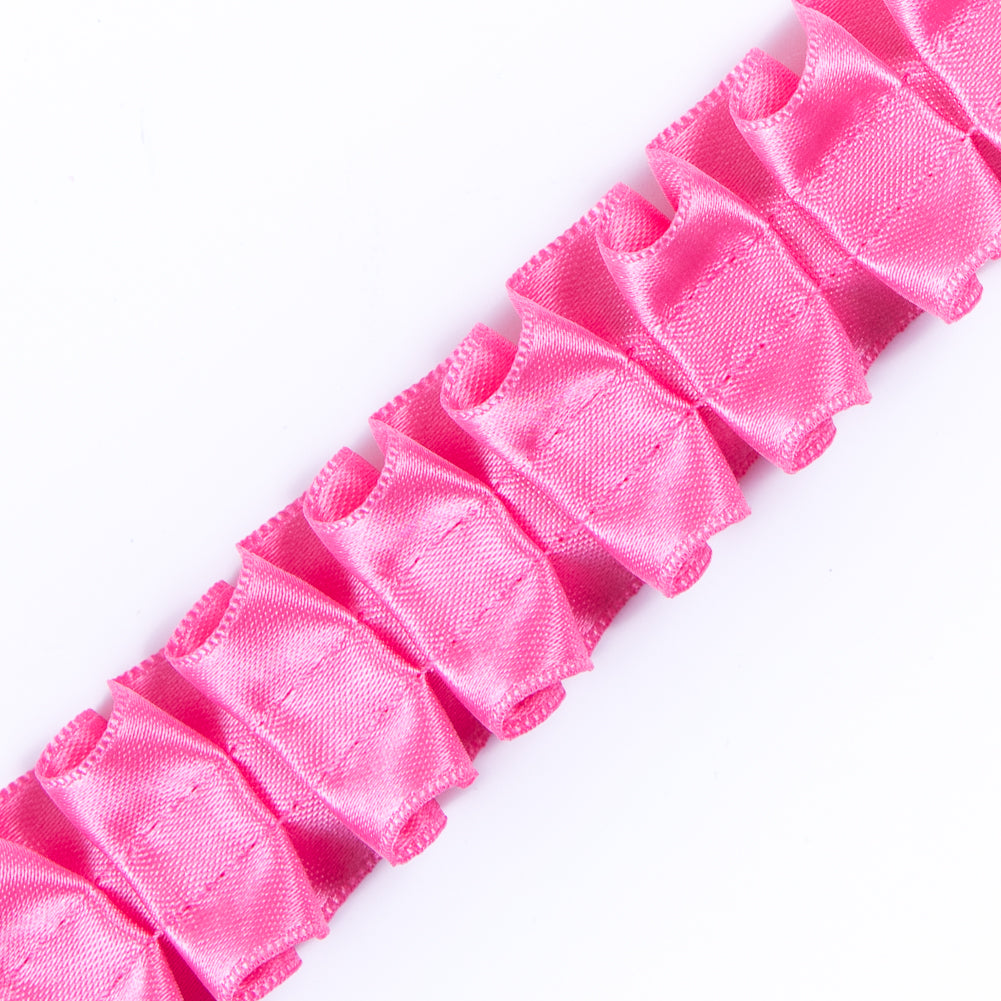 Italian Hot Pink Box Pleated Trimming - 1 - Detail