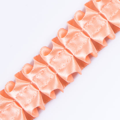 Italian Peach Box Pleated Trimming - 1" Detail