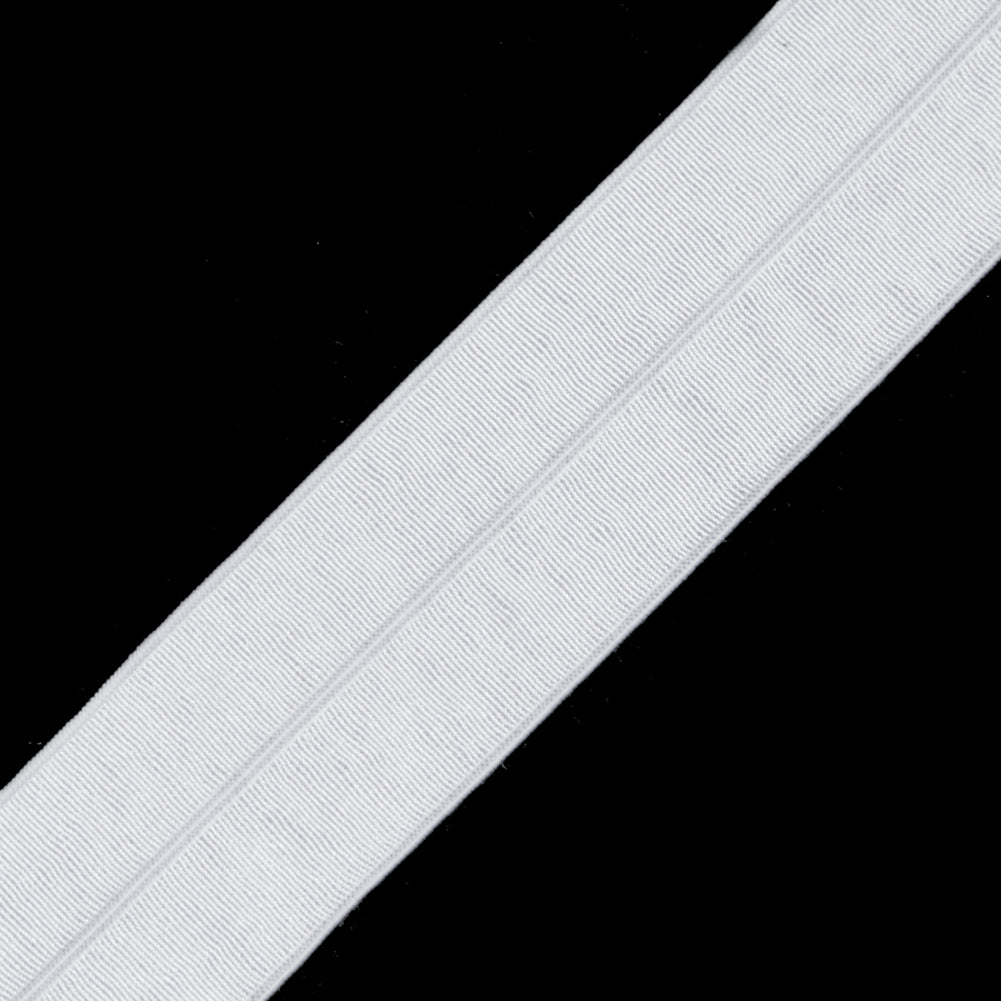 Italian White Stretch Foldover Elastic - 0.75 - Detail