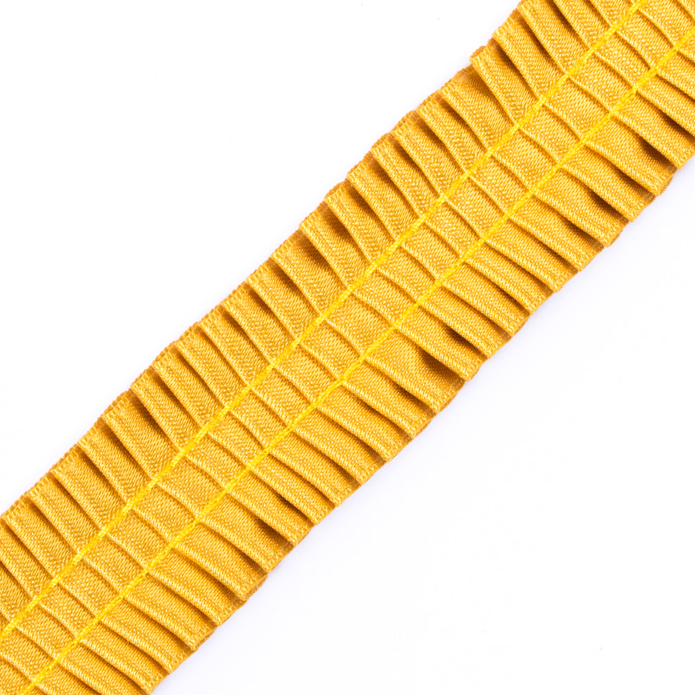 Italian Mustard Deep Knife Pleated Trimming - 1" Detail
