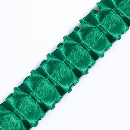 Italian Kelly Green Box Pleated Trimming - 1 - Detail