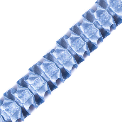 Italian Colonial Blue Box Pleated Trimming - 1" Detail