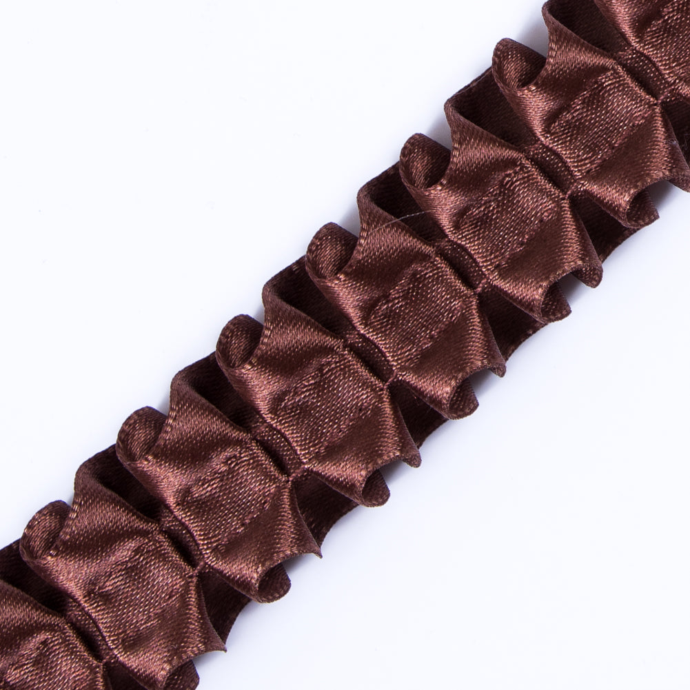 Italian Dark Brown Box Pleated Trimming - 1 - Detail