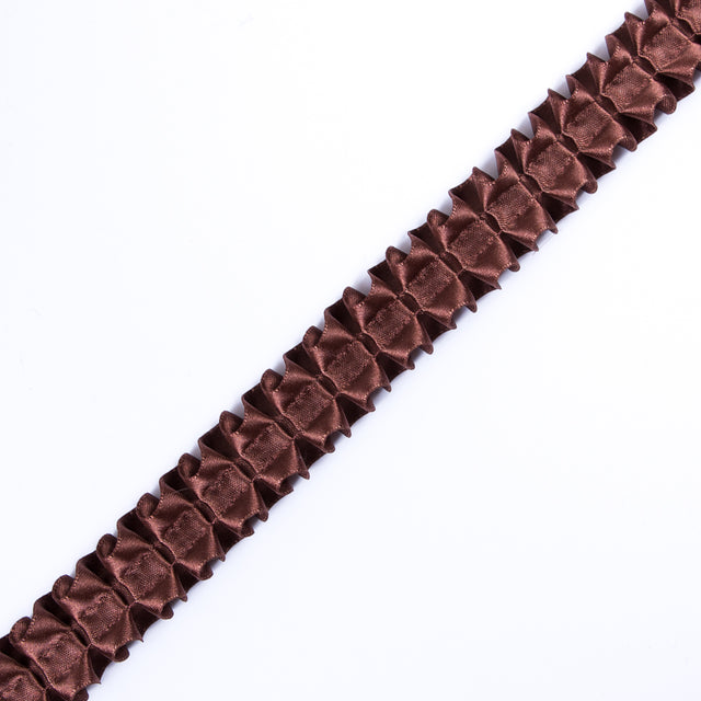 Italian Dark Brown Box Pleated Trimming - 1
