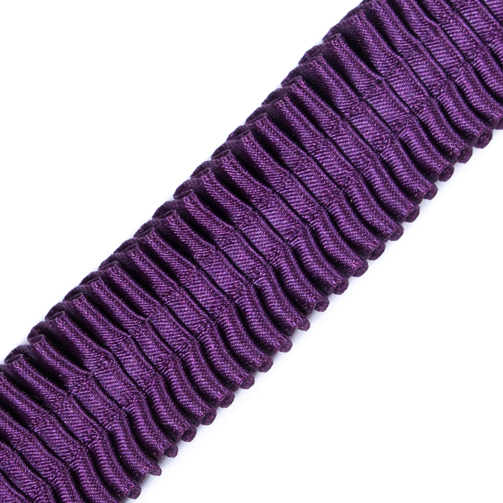 Italian Dark Purple Deep Knife Pleated Trimming - 1" Detail