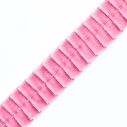 Italian Dusty Rose Velvet Knife Pleated Trimming - 0.875" Detail