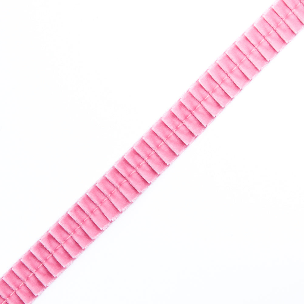 Italian Dusty Rose Velvet Knife Pleated Trimming - 0.875"